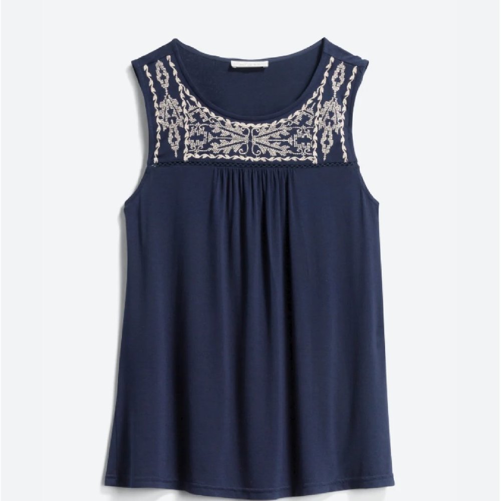 Blue Embroidered Tank | Size Large